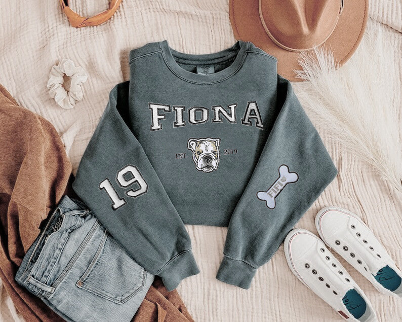 Pet Varsity Sweatshirt｜Custom Embroidered Pet Sweatshirt｜College Pet Hoodie