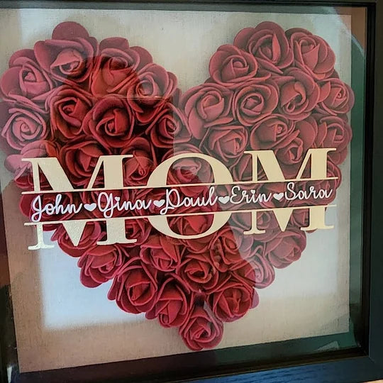 Heart roses shadow box for mama