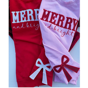 Personalized Green/Red Merry Christmas Bow Side Shirt