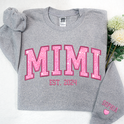 Mimi Glitter Pink | Embroidered And GrandKids | Sweatshirt