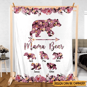 Mama Bear Sunflower - Personalized Blanket - Best Gift For Mother