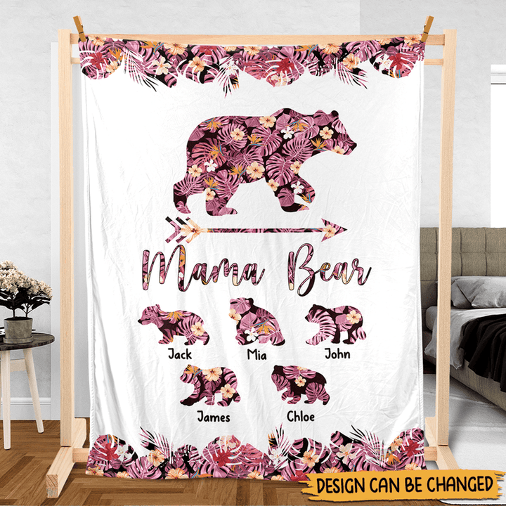 Mama Bear Sunflower - Personalized Blanket - Best Gift For Mother