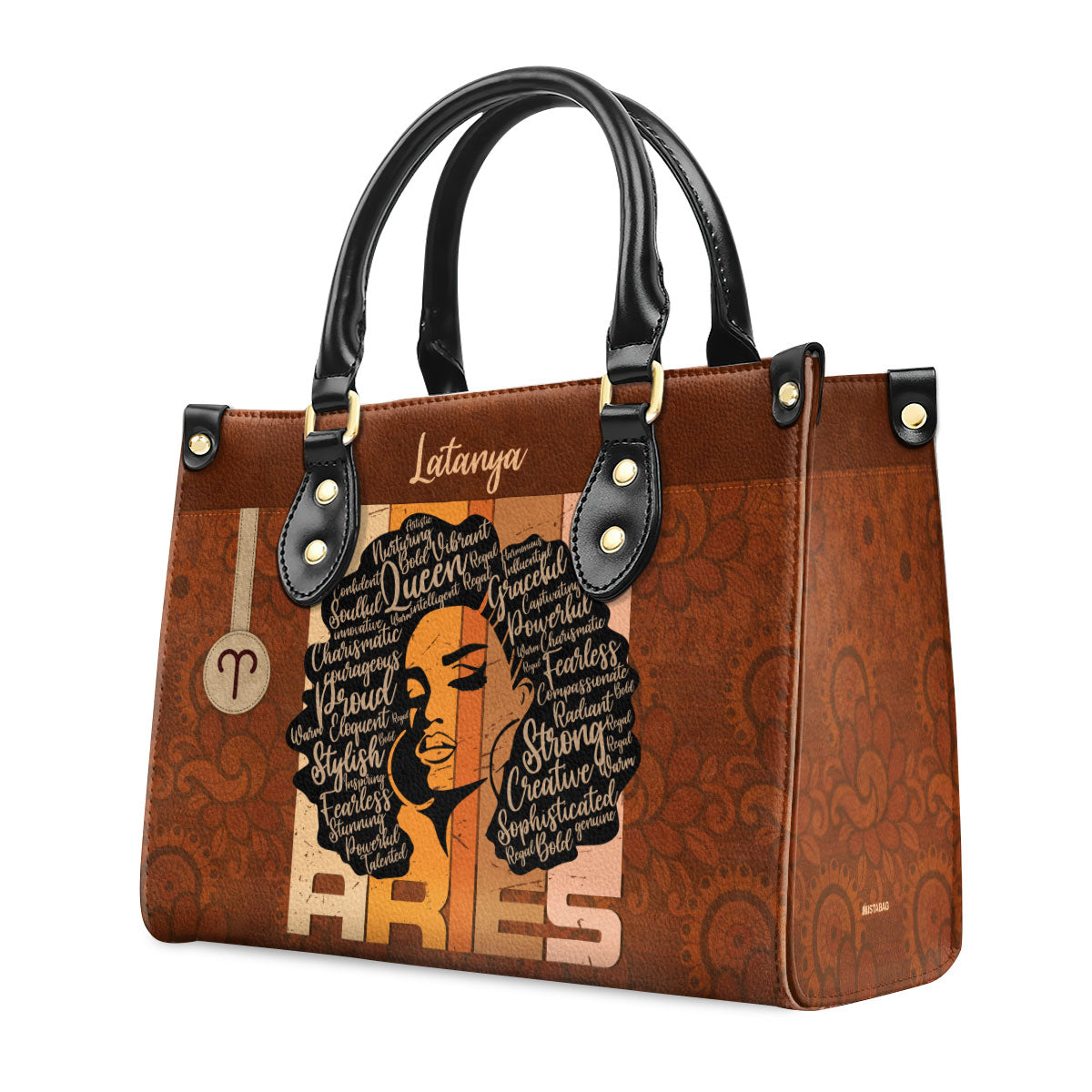 Customized  Horoscope and Artistic Name Avatar - Personalized Leather Handbag