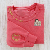 Embroidered Hand Distressed Photo Crewneck