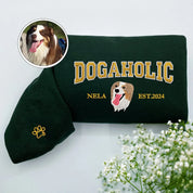 Custom Dog Embroidered Varsity Dogaholic Sweatshirt Hoodie T-shirt