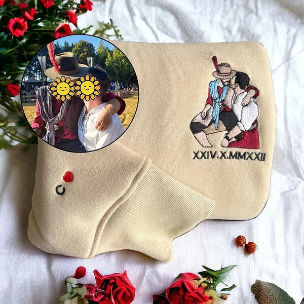 ❤️‍🔥Custom Embroidered Sweatshirt Portrait Music Player Couple Family Gift