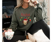 Personalized Christmas Pet Portrait Embroidered Hoodie Sweatshirt With Name