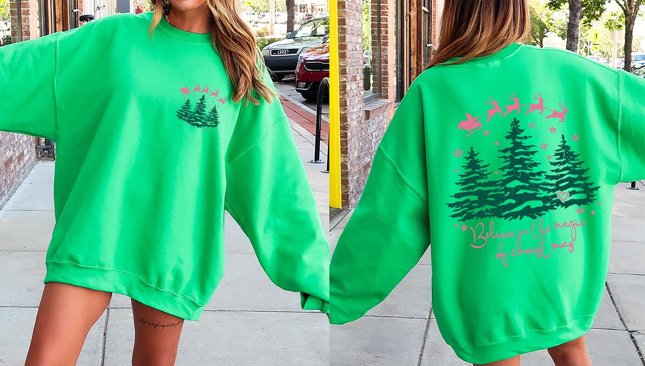 Believe In The Magic Of Christmas | Santa Tree Snow | Sweatshirt