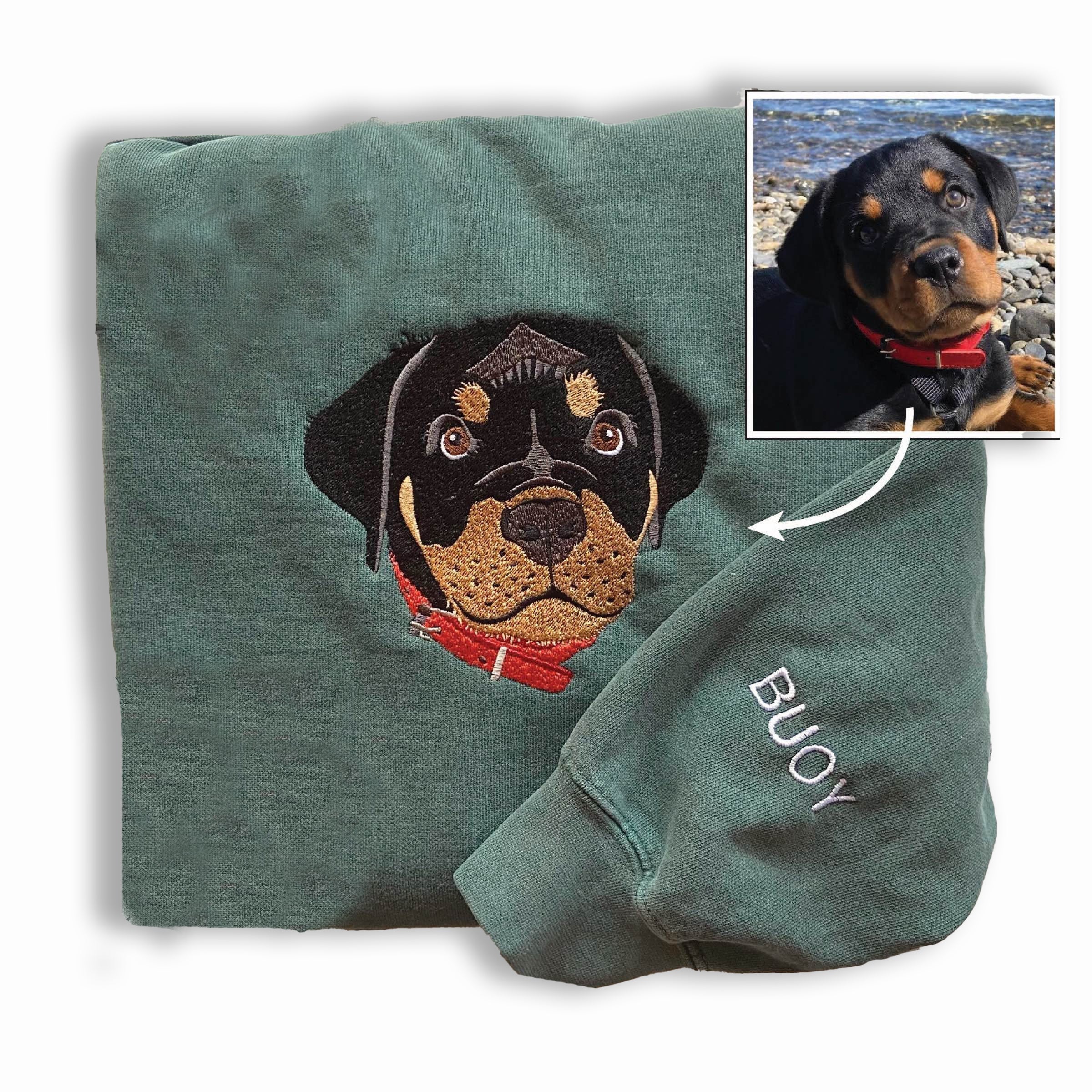 Customize | Text & Image | Dog Cat Pet | Pet Portrait Embroidered | Sweatshirt Hoodie