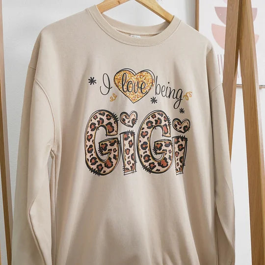 Personalized I Love Being Gigi Leopard Sweatshirt