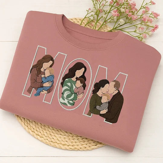 👨‍👩‍👧‍👦✨ Custom Family Embroidered Sweatshirt – A Unique and Heartwarming Gift for Dad or Mom