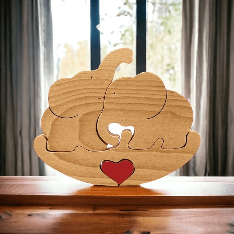 Wooden Elephant Couple Puzzle Toy