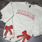 Custom Merry Embroidered | Two Side Bows Cut-Out Sweatshirt