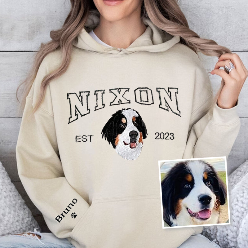 Custom Dog Hoodie｜Embroidered Dog Name｜Personalized Pet Face Sweatshirt