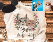 Custom Pet Portrait｜Embroidered｜Dog Mom Floral Sweatshirt｜Hoodie