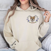 Custom Pet Portrait｜Embroidered｜Dog Mom Floral Sweatshirt｜Hoodie