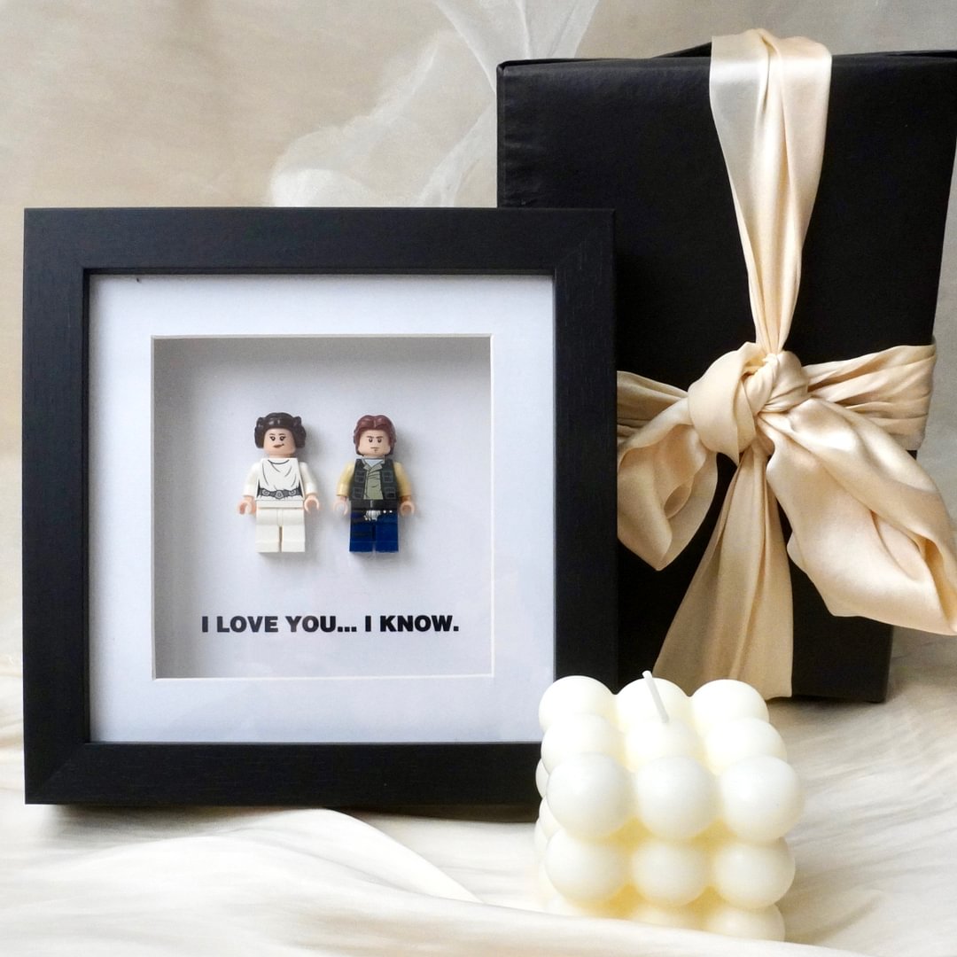 I Love You I Know | Princess Leia & Han Solo | Mini Figure | Star Wars | Frame | Gift | Love | Valentine's Day