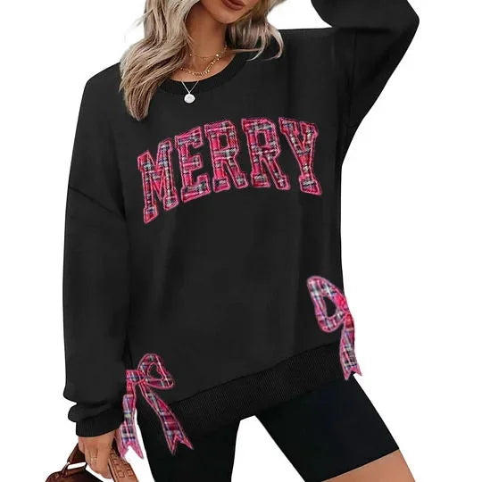 Merry Side Bow Cut-Out Sweatshirt