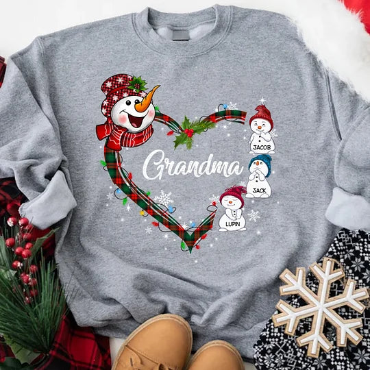 Custom Christmas Grandma Snowman Sweatshirt