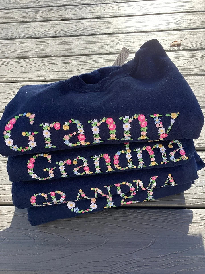 Personalized Embroidered Floral Mama Grandma Sweatshirt - Mother's Day Gift