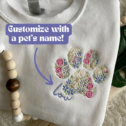 Floral｜Embroidered Sweatshirt｜Hoodie with Custom Names on Sleeve