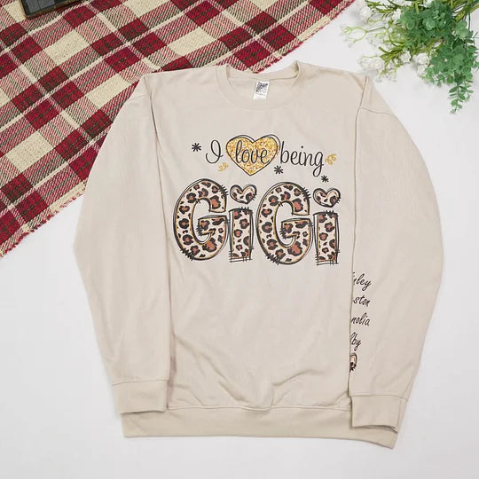 Personalized I Love Being Gigi Leopard Sweatshirt