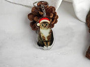 Personalized Funny Pet Wearing Santa Hat Keychain Acrylic Keychain Christmas Gift