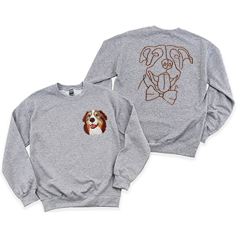 Custom Embroidered｜Pet Portrait Hoodie｜On the Front and Back of Sweatshirt