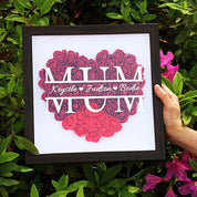 MOM HEART SHAPED MIXED FLOWER SHADOW BOX