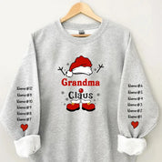 Personalized Christmas Grandma Claus Snowflake Sweatshirt Sleeve Custom Names Kids