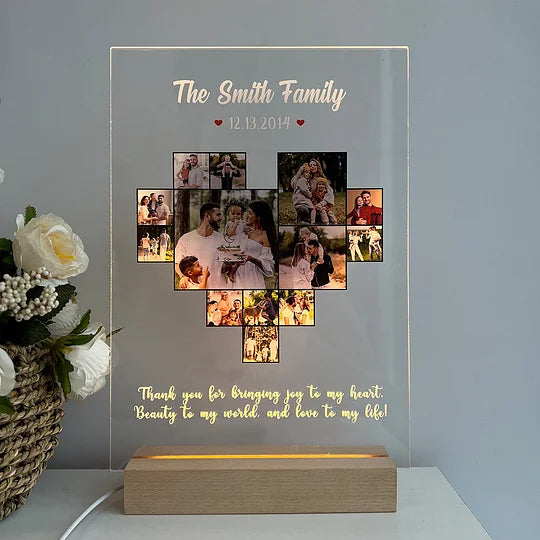 Custom Heart Photo LED Light Frame With Text