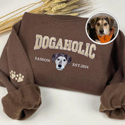 Custom Dog Embroidered Varsity Dogaholic Sweatshirt Hoodie T-shirt