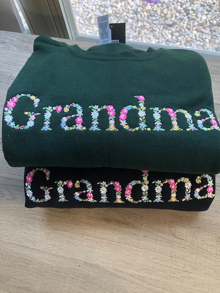 Personalized Embroidered Floral Mama Grandma Sweatshirt - Mother's Day Gift