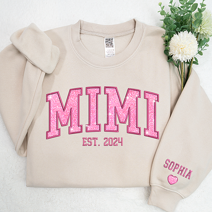 Mimi Glitter Pink | Embroidered And GrandKids | Sweatshirt