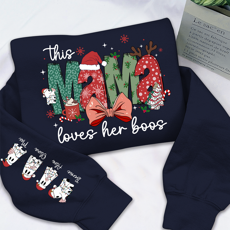 Custom Nickname | MaMa Loves Her Boos | Christmas 2024 Sweatshirt