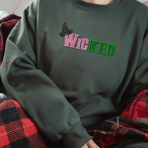 Wicked Glitter Side Bow Embroidered Sweatshirt