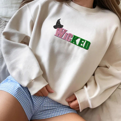 Wicked Glitter Side Bow Embroidered Sweatshirt