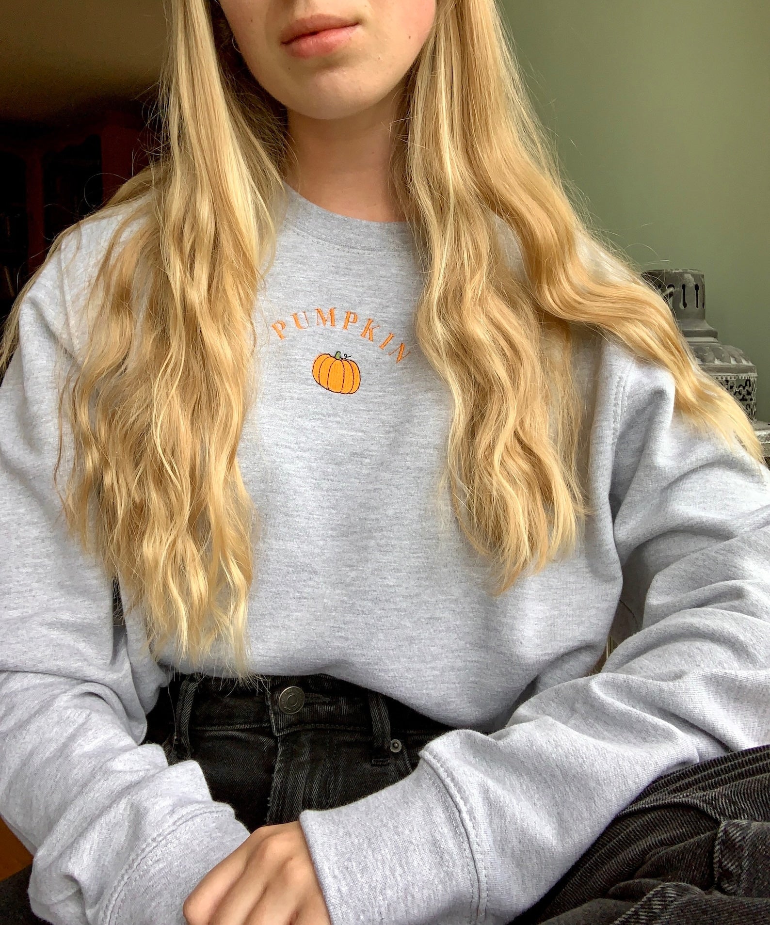 Pumpkin Embroidered Sweatshirt