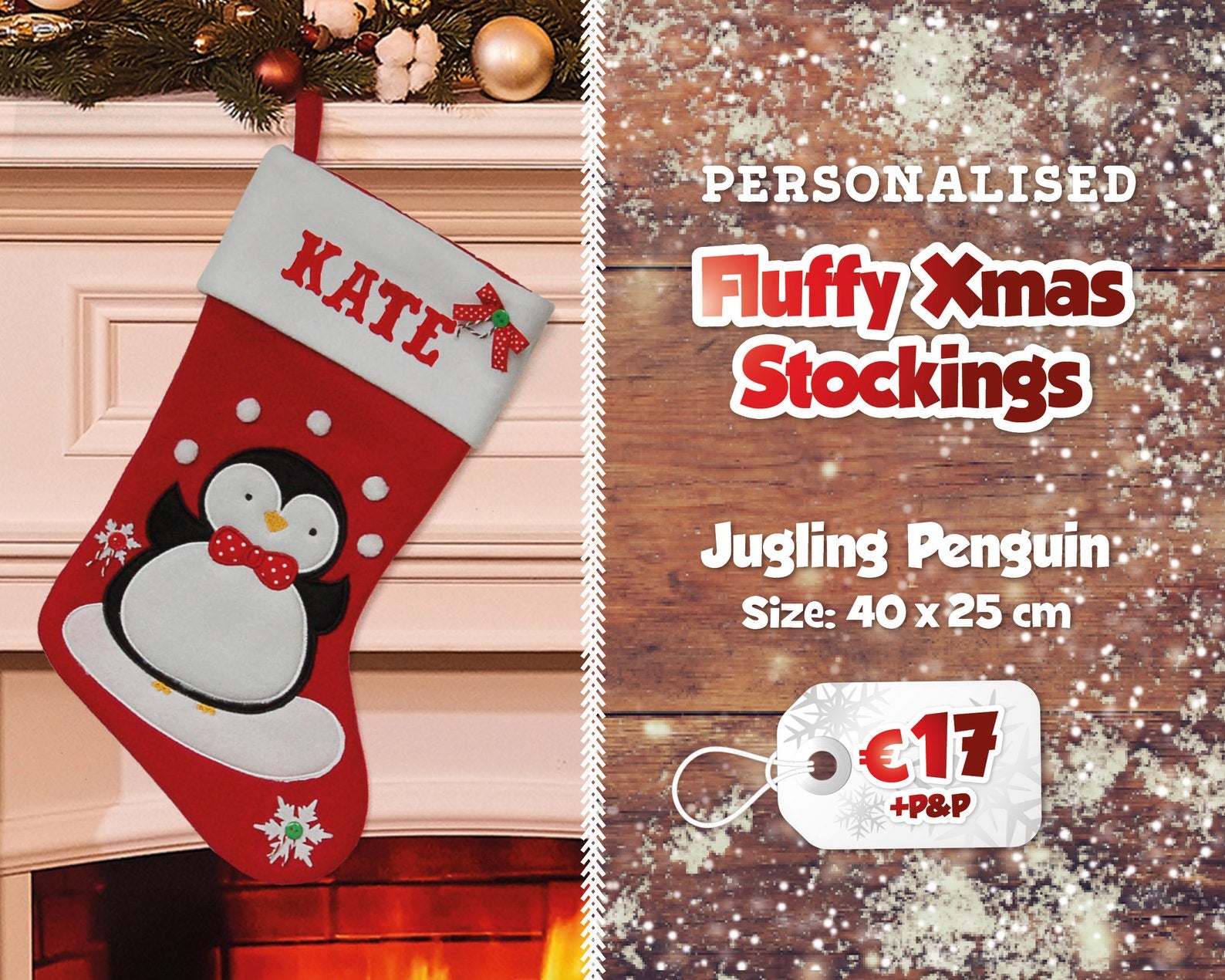 Fluffy Personalised Christmas Stockings | Printed Name Stockings