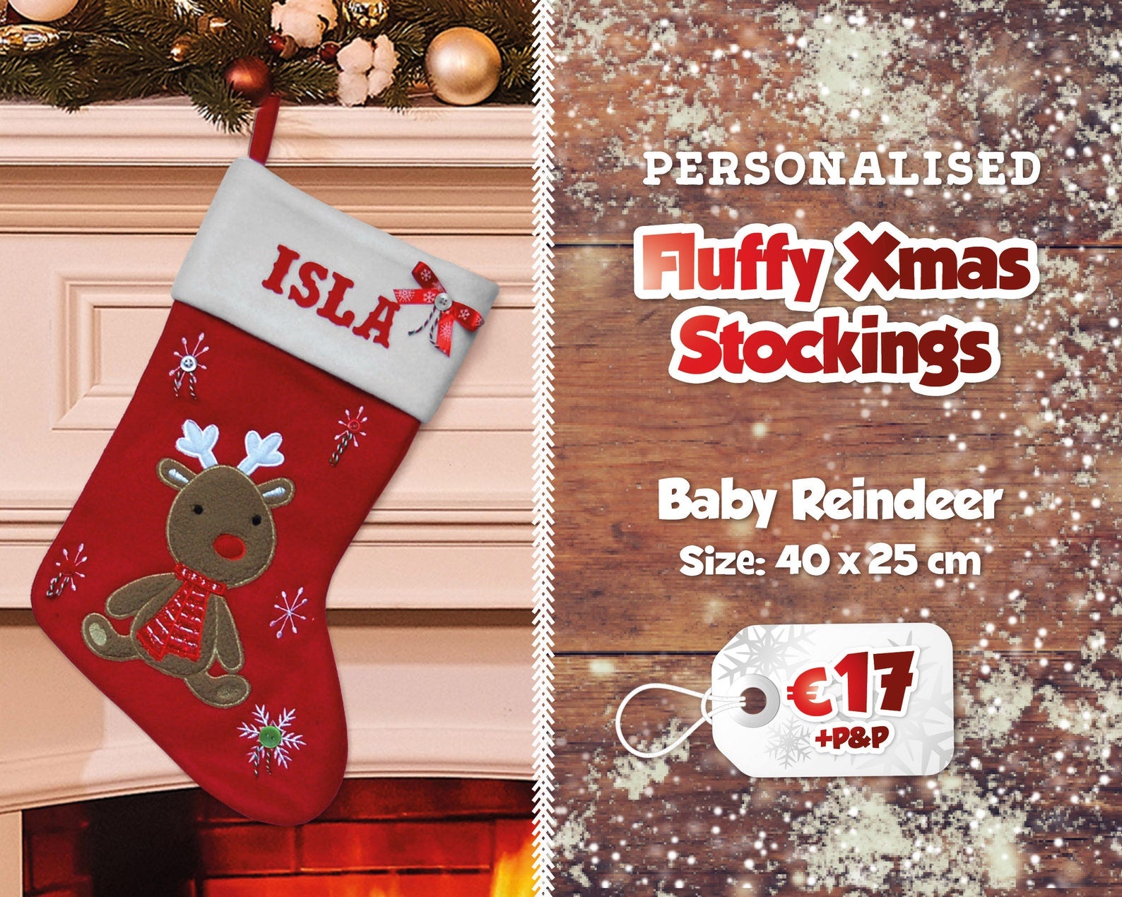 Fluffy Personalised Christmas Stockings | Printed Name Stockings