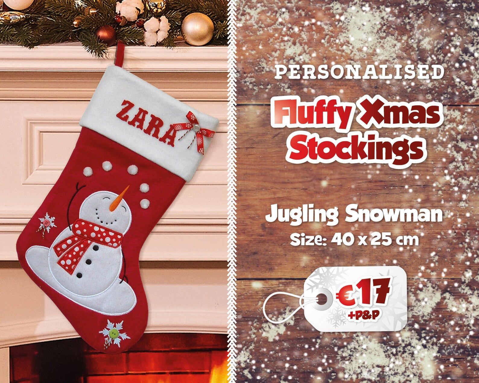 Fluffy Personalised Christmas Stockings | Printed Name Stockings