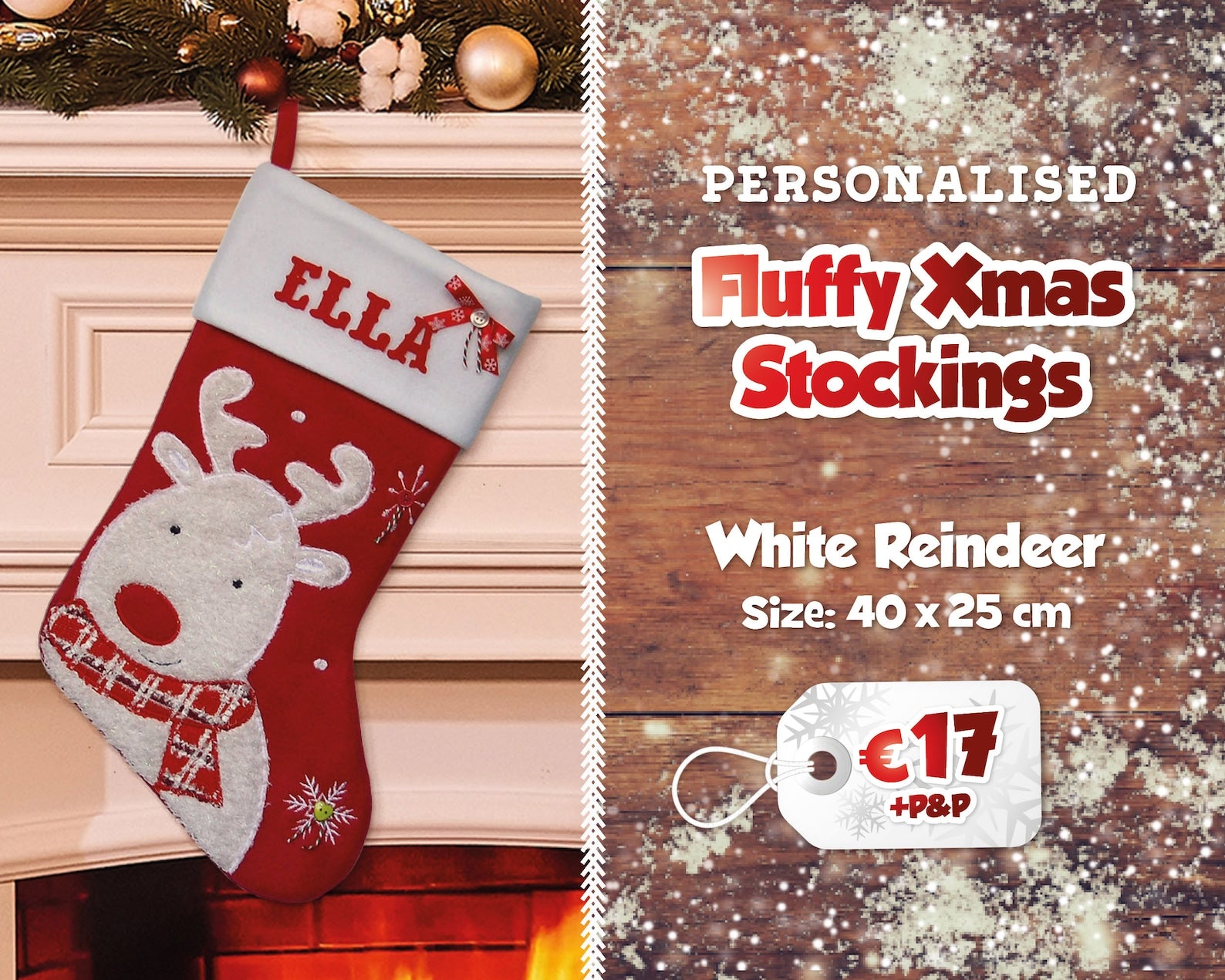 Fluffy Personalised Christmas Stockings | Printed Name Stockings