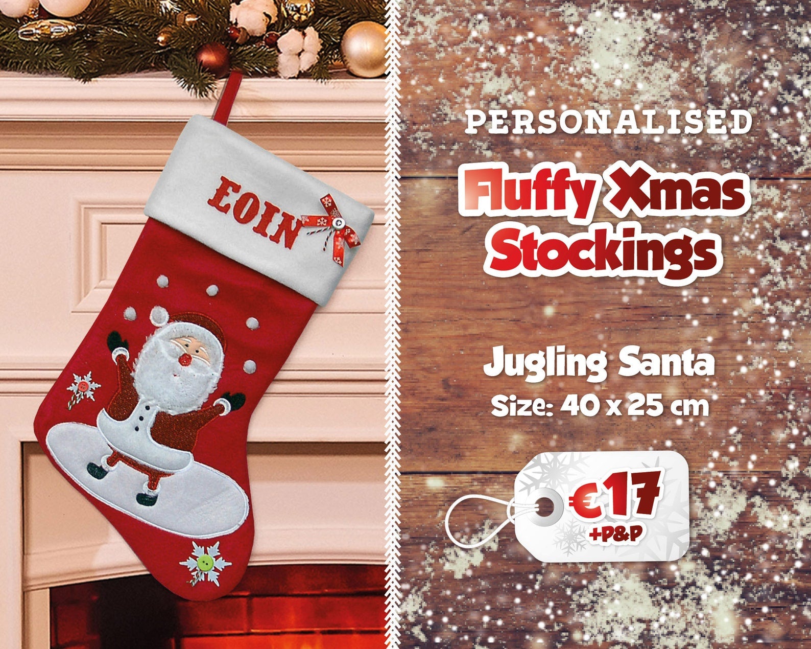 Fluffy Personalised Christmas Stockings | Printed Name Stockings