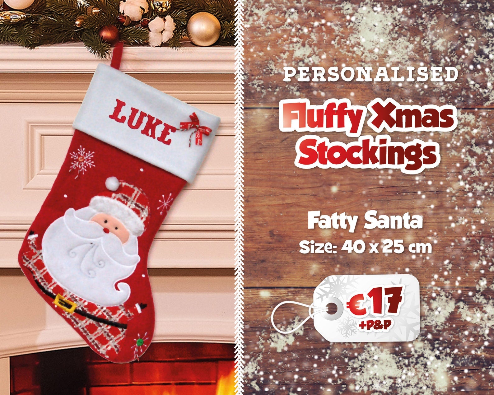 Fluffy Personalised Christmas Stockings | Printed Name Stockings