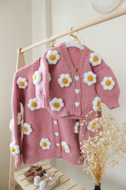 Mom-Daughter Daisy Cardigan Combination /Chunky Cardigan /Knit Cardigan /Knit Jacket /Mom And Daughter Combin