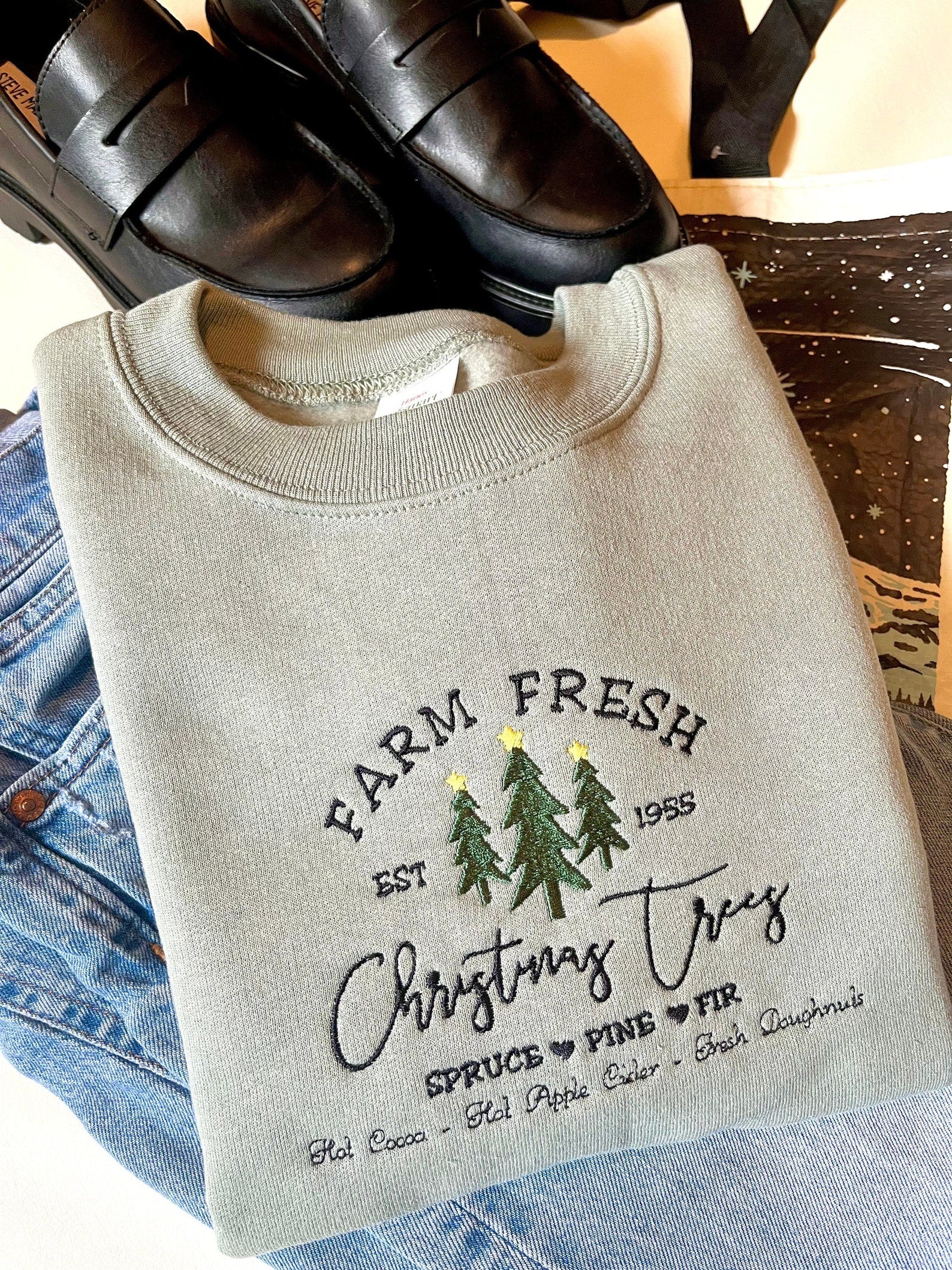 Christmas Tree Farm Emrbroidered Crewneck | Embroidered Crewneck