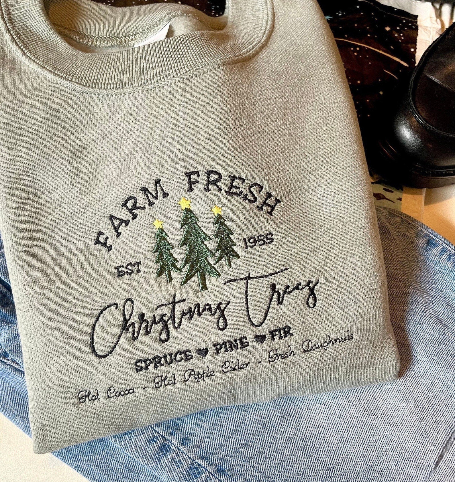 Christmas Tree Farm Emrbroidered Crewneck | Embroidered Crewneck