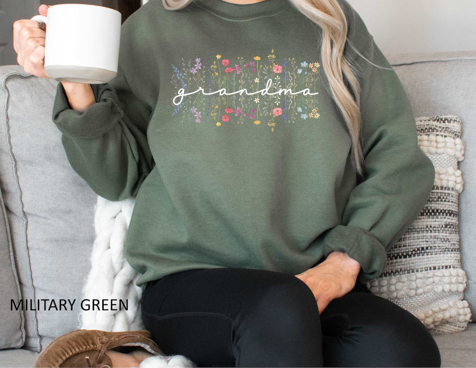 Grandma Sweatshirt, Wildflowers Grandma Sweater