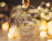 Custom Couple Wedding Ornament | Clear Acrylic