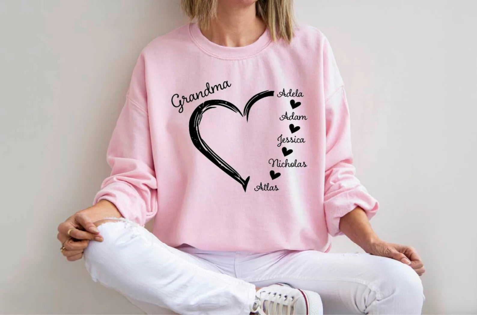 Custom Grandma Sweatshirt, Grandma Heart Sweat